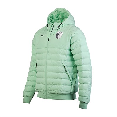 FCA Casual Bomberjacke in grün mit Mizuno Logo und FCA Wappen